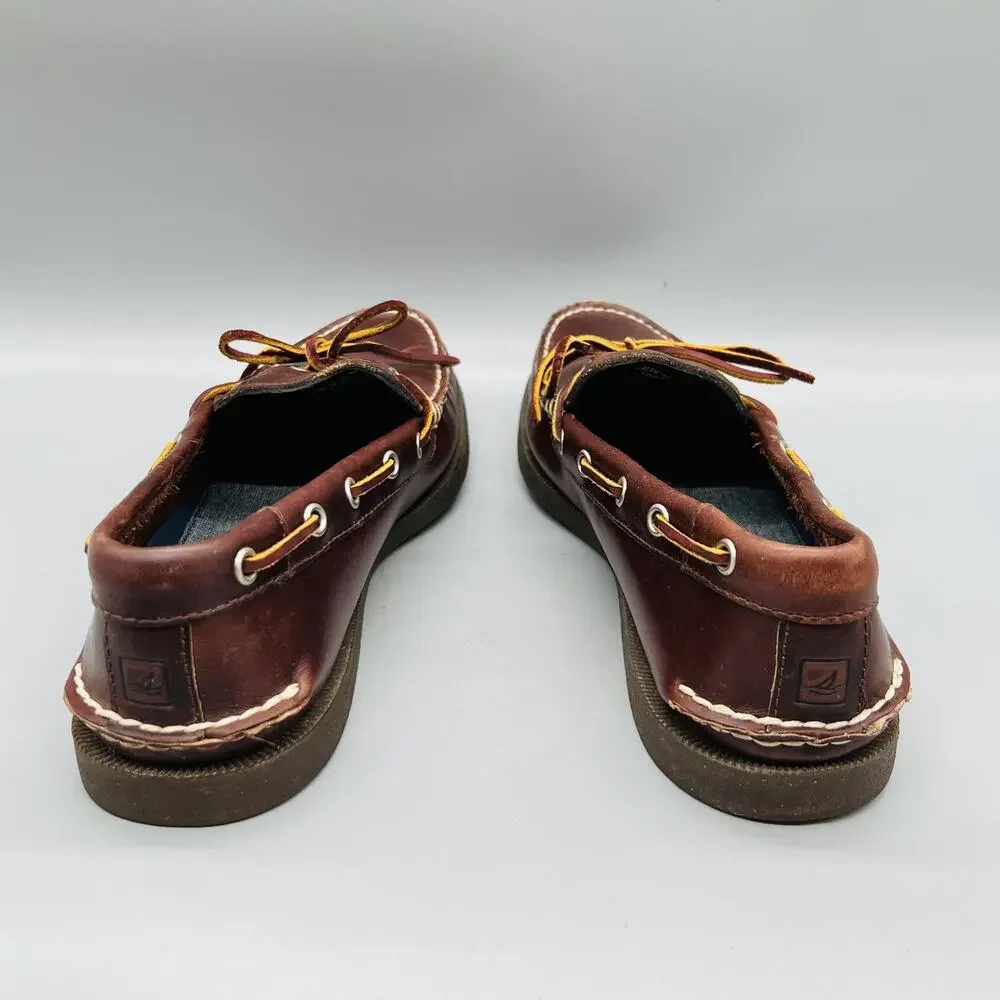 Sperry Shoes Mens 9.5 Brown Leather Top Sider J Crew Boat Moc Toe Casual Comfort